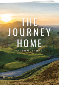 Sunset over rolling green hills with a winding road. Large white text reads 